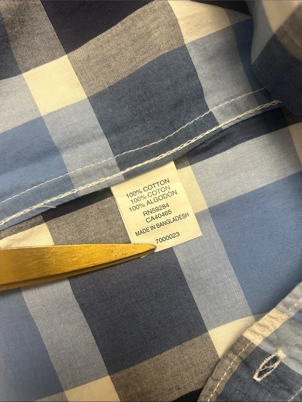 The Children’s Place 100% Cotton Boys 10 Blue and White Plaid Button-Down Shirt